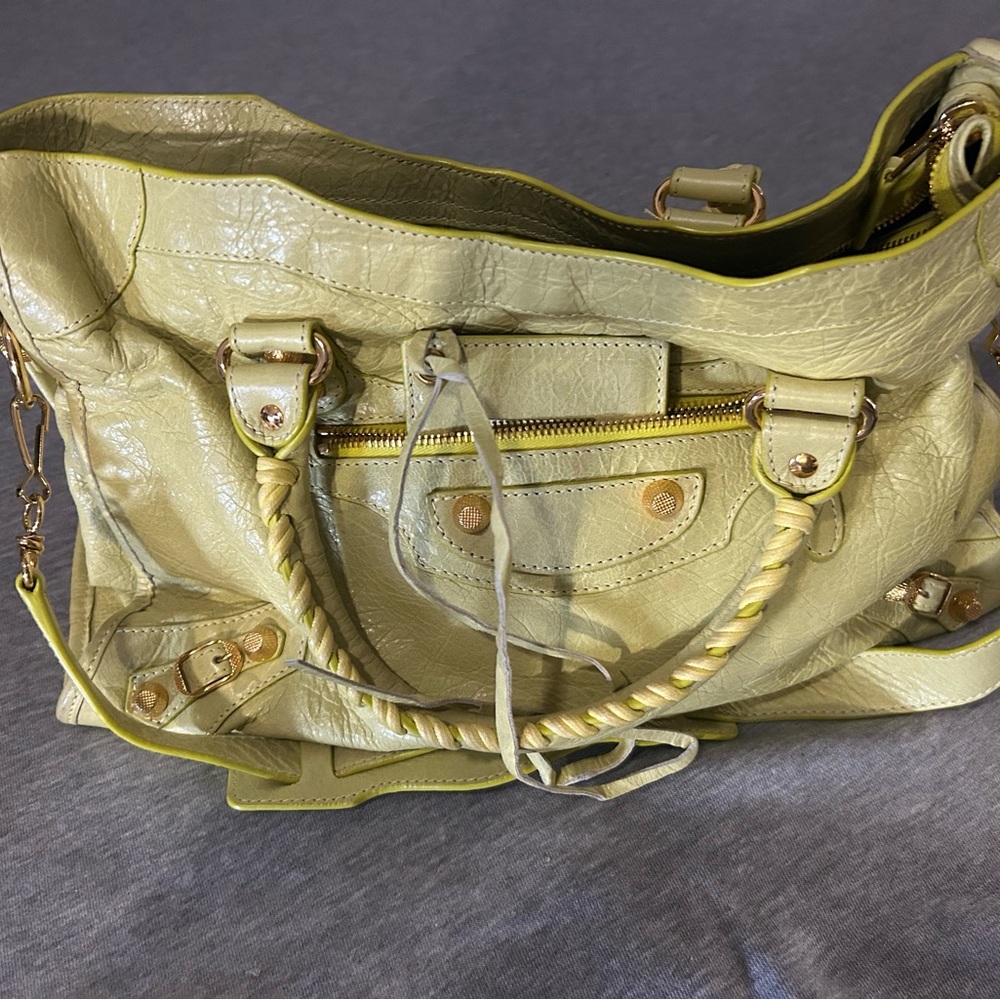 Yellow Leather Tote Handbag - Unbranded